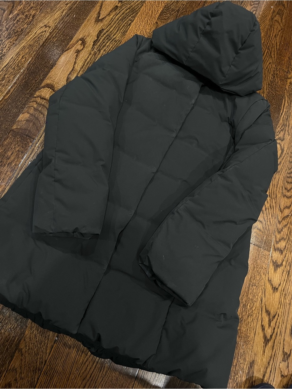 Uniqlo Black Hooded Jacket with Quilted Detail